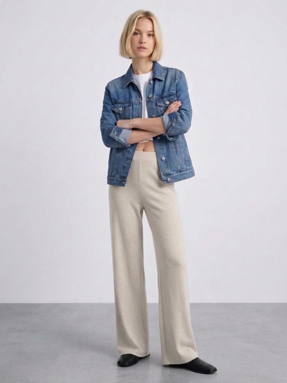 Mango Ivory fine knit flared pants: Size large